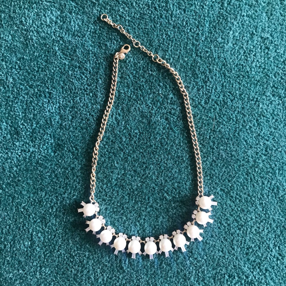 J.Crew Pearl & Crystal Gold Necklace